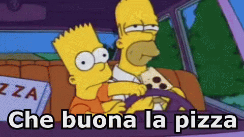 Homer Simpsons Bart Pizza Guidare Macchina Mangiando Strada GIF - GIFs Homer Simpson Bart Pizza
