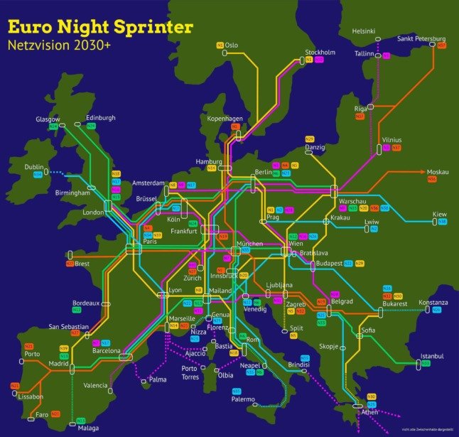 réseau de trains couchettes espagne et europe