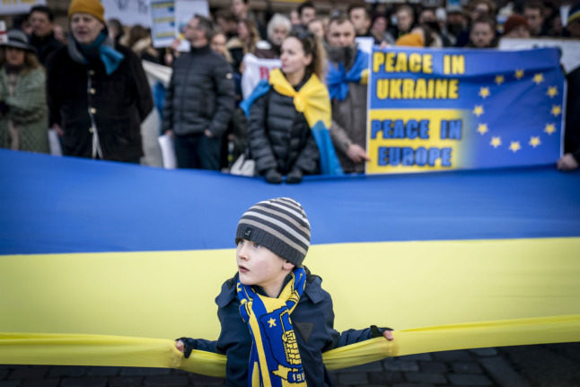 manifestation à Copenhague pour soutenir l'Ukraine