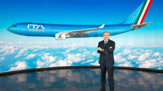Alfredo Altavilla, président d'ITA Airways, lors du lancement de la compagnie aérienne.