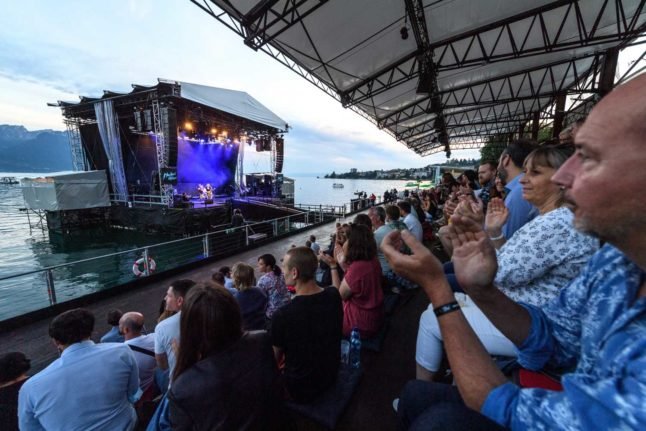 Revellers at the Montreux Jazz Festival in 2021. Photo: Fabrice COFFRINI / AFP