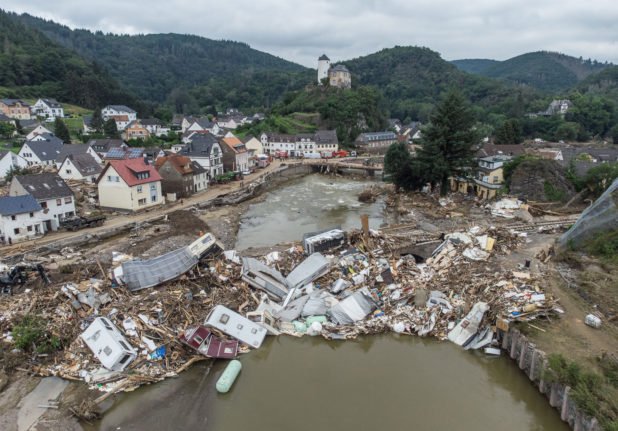 Une vue des destructions causées par les inondations à Ahr à Altenahr-Kreuzberg le 19 juillet 2021.