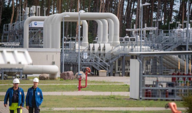 Systèmes de canalisation et dispositifs de fermeture à la station de réception de gaz du gazoduc Nord Stream 1 de la mer Baltique, dans le nord de l'Allemagne.