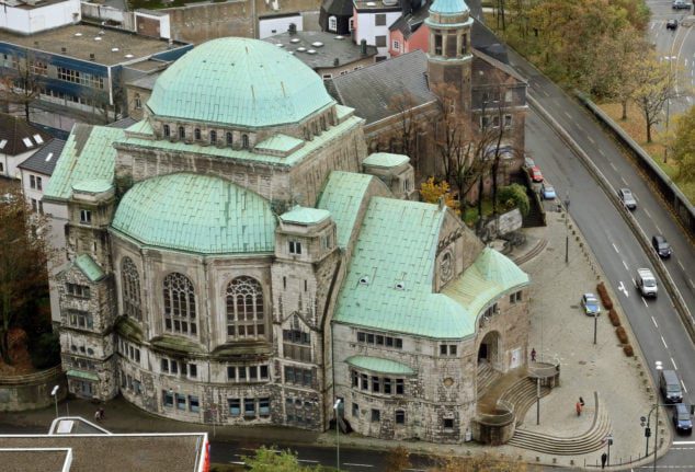 Vue aérienne de l'ancienne synagogue d'Essen.